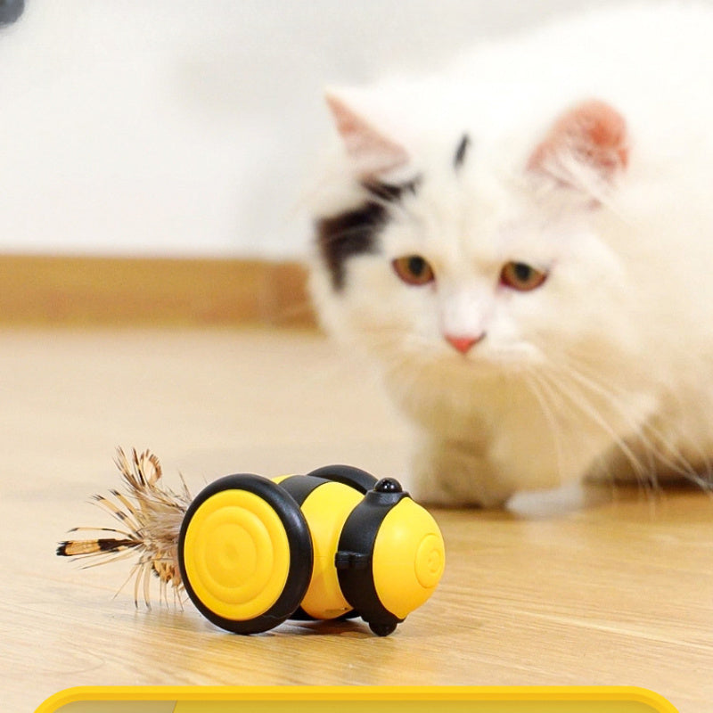 Electric Car Toy Cute Bee Running Kitten Pet Toys Interactive Random Moving
