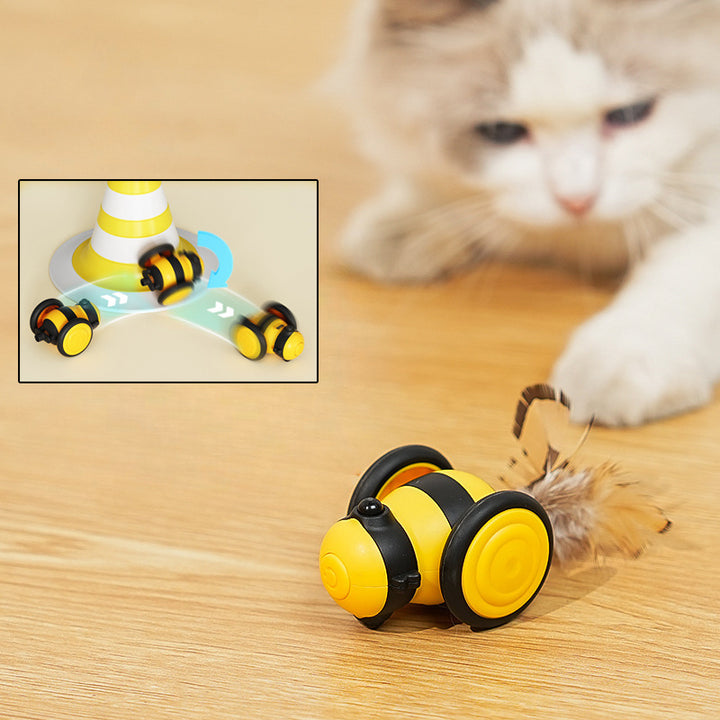 Electric Car Toy Cute Bee Running Kitten Pet Toys Interactive Random Moving
