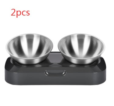 Double Stainless Steel Pet Feeding Bowl Set For Night Use