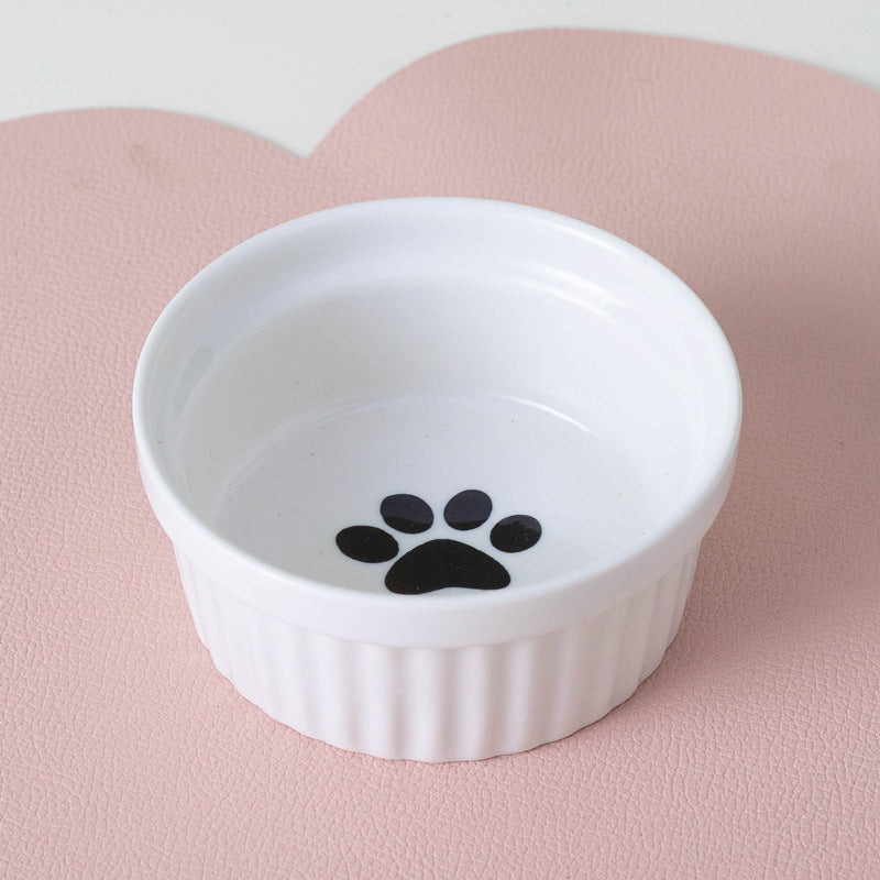 Ceramic Double Bowl Elevated Pet Feeding Set With Tilt Design