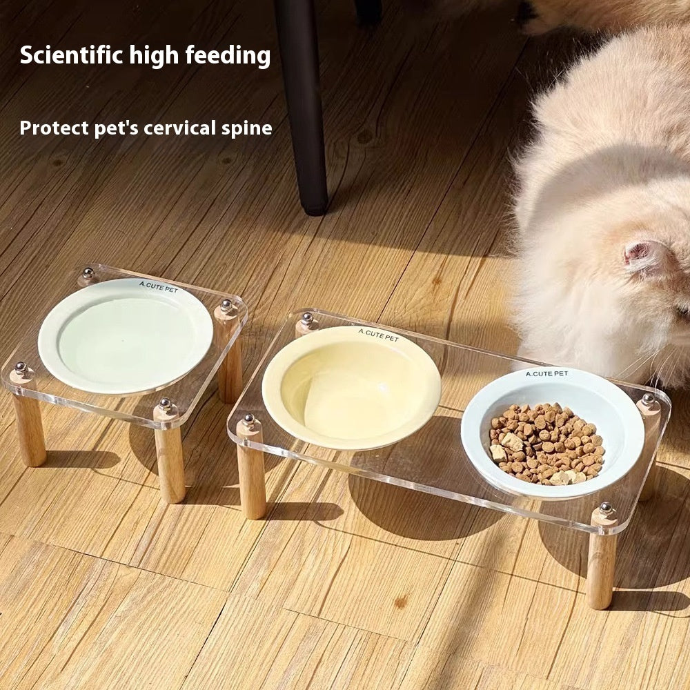 Anti Tumble Elevated Ceramic Double Pet Feeding Bowl Stand