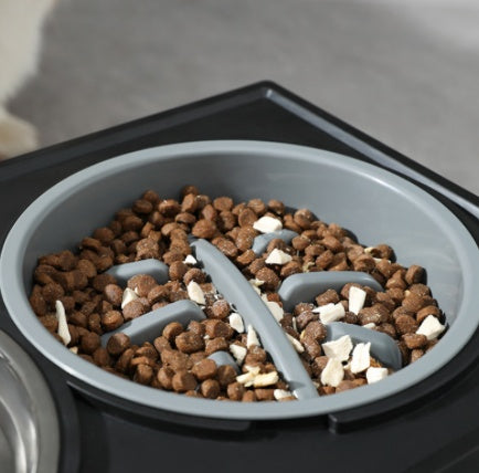 Adjustable Elevated Stainless Steel Anti Choke Slow Feeding Pet Bowl