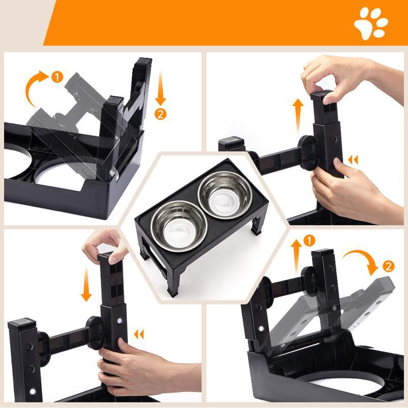Elevated Anti Tumble Pet Feeding Bowl With Neck Protection Stand