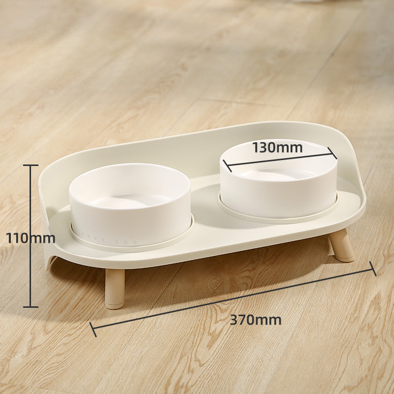 Adjustable Tilted Double Bowl Spill Proof Pet Feeding Dish