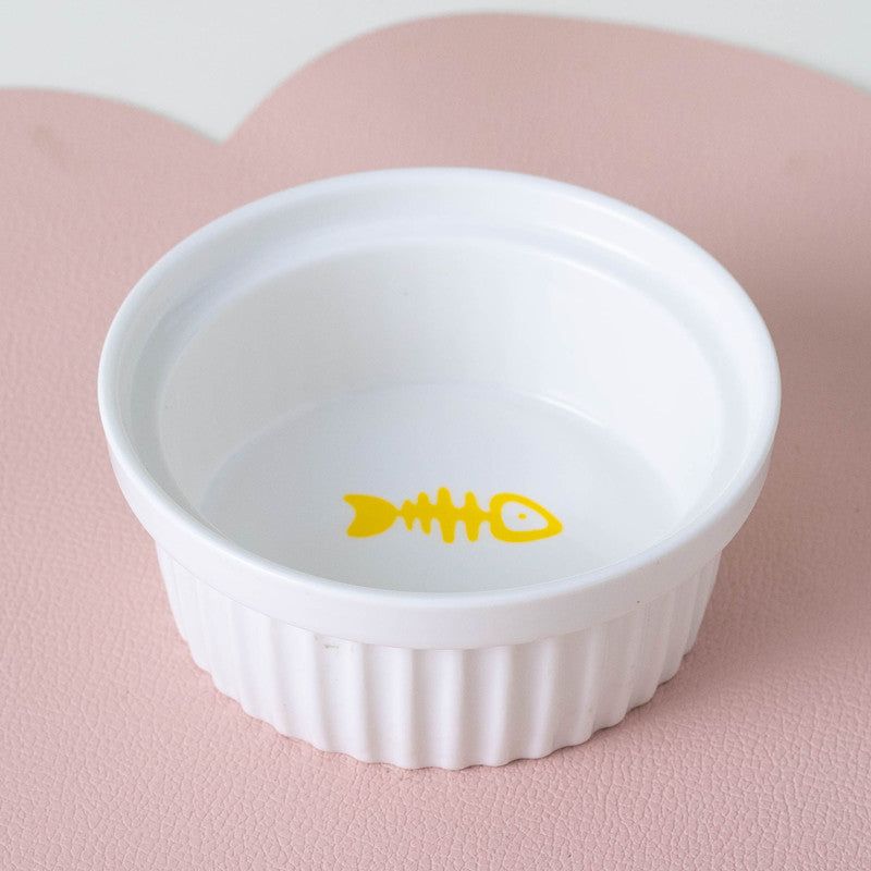 Ceramic Double Bowl Elevated Pet Feeding Set With Tilt Design