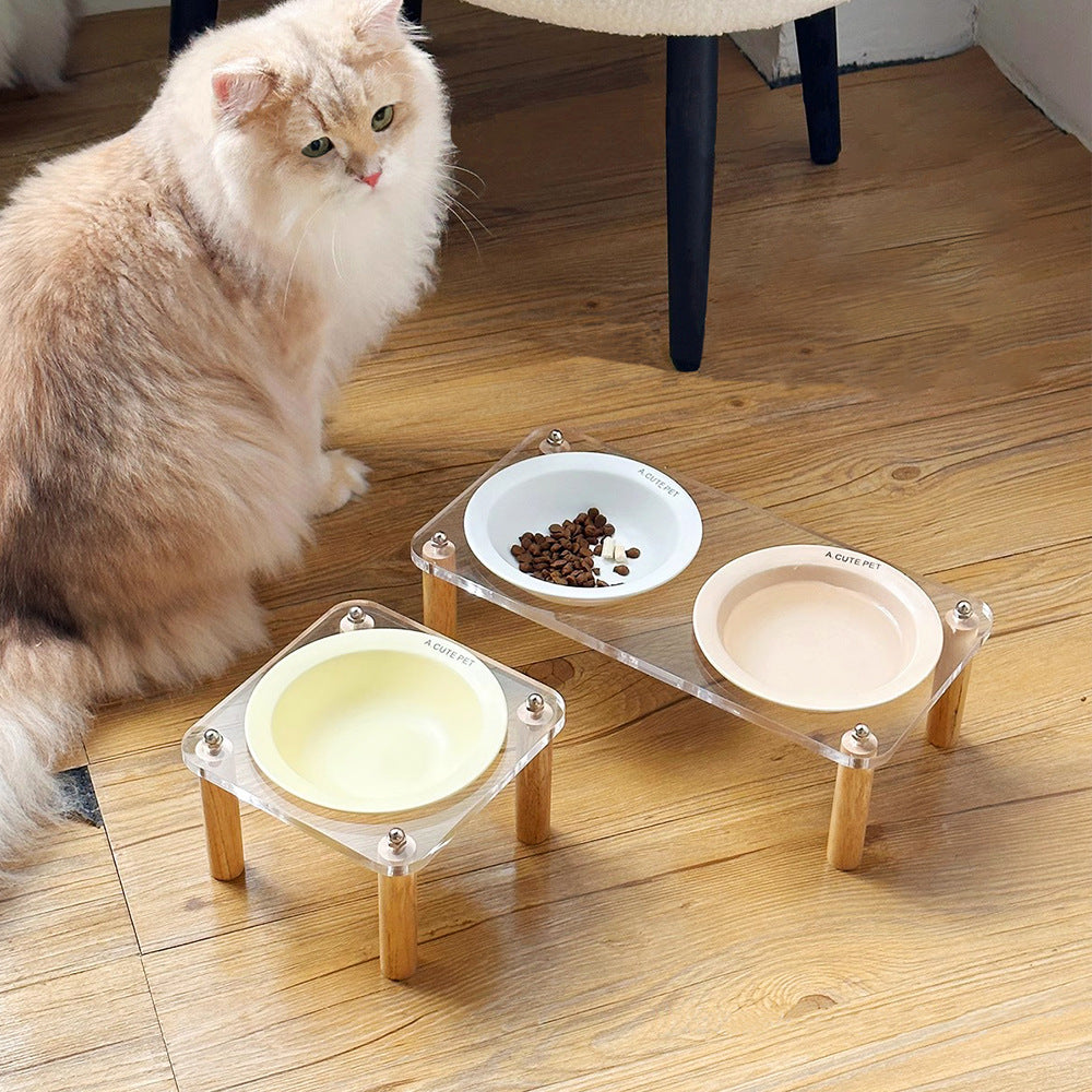 Anti Tumble Elevated Ceramic Double Pet Feeding Bowl Stand