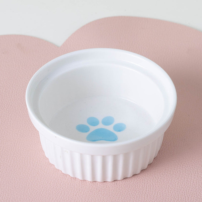 Ceramic Double Bowl Elevated Pet Feeding Set With Tilt Design