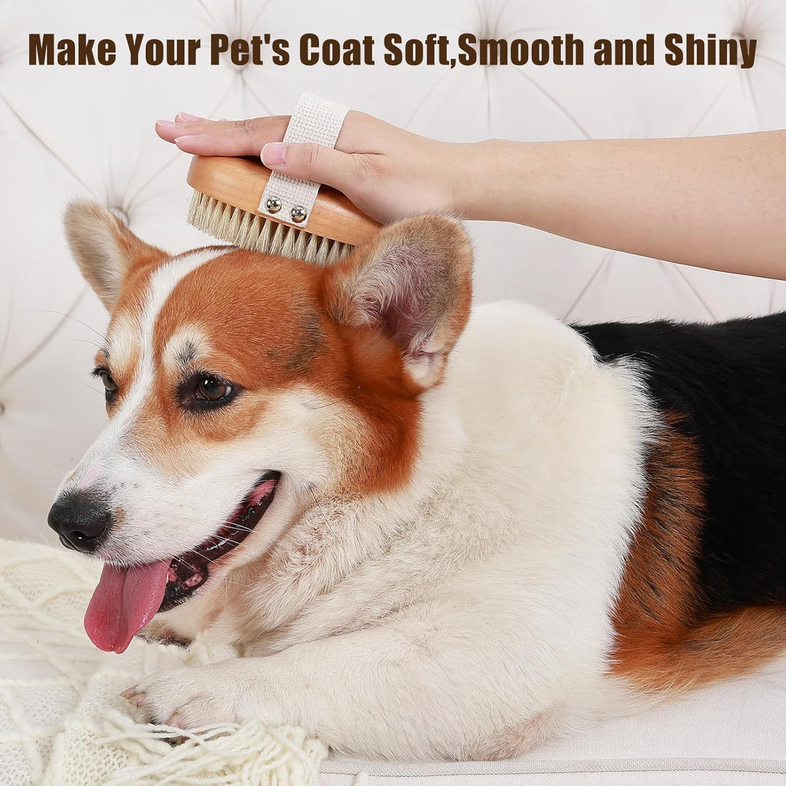 Soft Boar Bristle Pet Grooming Brush