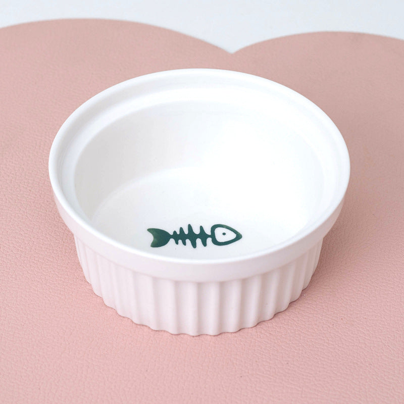 Ceramic Double Bowl Elevated Pet Feeding Set With Tilt Design
