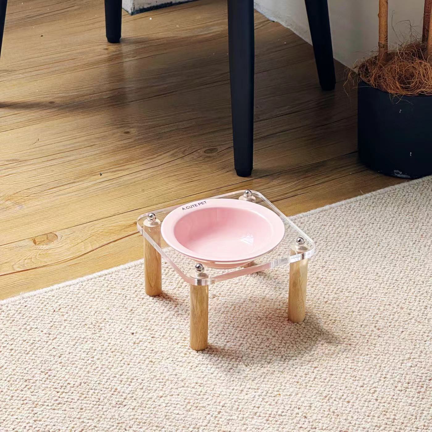 Anti Tumble Elevated Ceramic Double Pet Feeding Bowl Stand