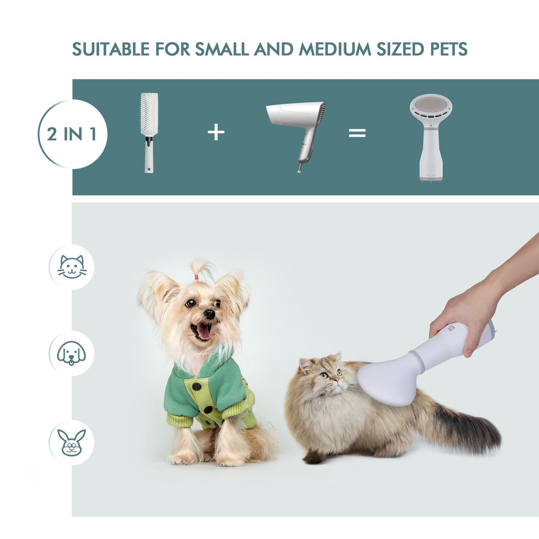 Dadypet Pet  Hair Dryer Grooming Dryer Slicker Brush