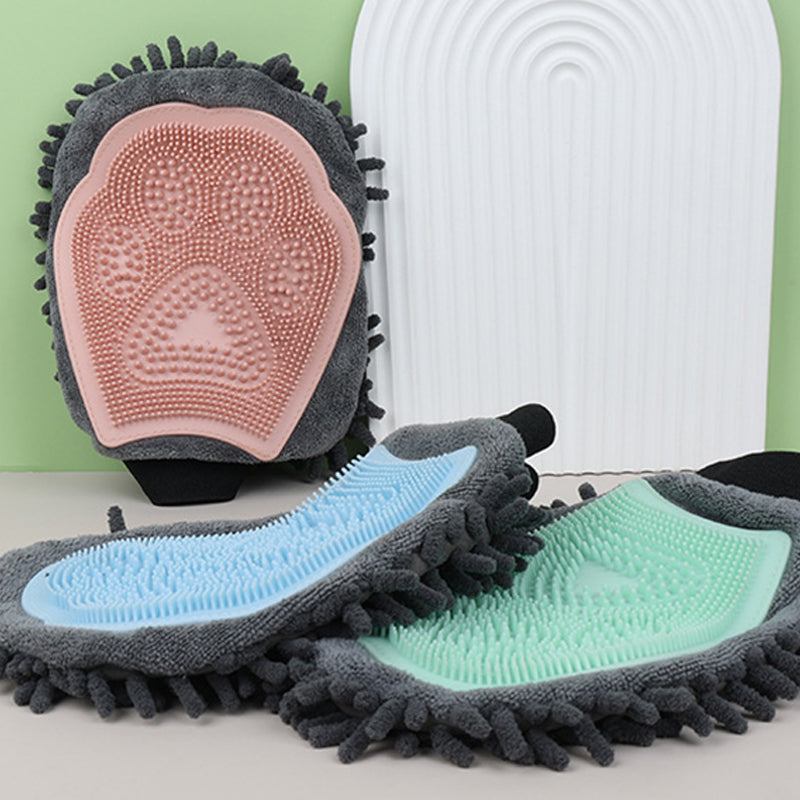 2-In-1 Pet Bathing Brush And Grooming Glove With Massage Design