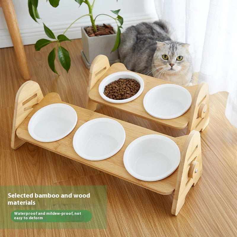 Inclined Pet Drinking Bowl With Neck Support Design