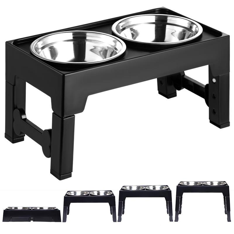 Elevated Anti Tumble Pet Feeding Bowl With Neck Protection Stand
