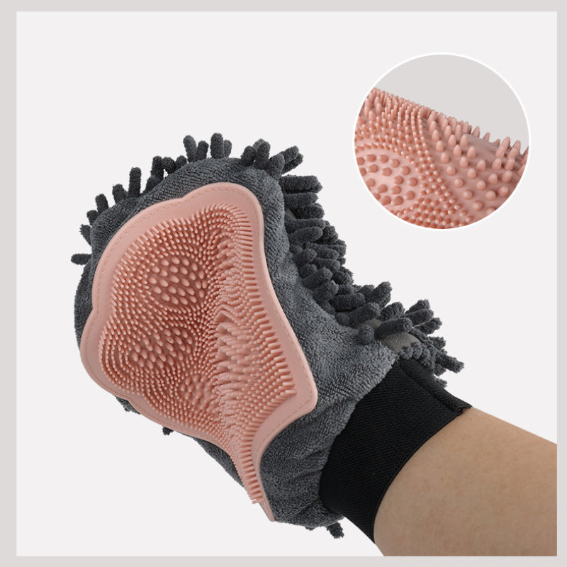 2-In-1 Pet Bathing Brush And Grooming Glove With Massage Design