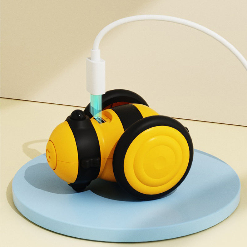 Electric Car Toy Cute Bee Running Kitten Pet Toys Interactive Random Moving