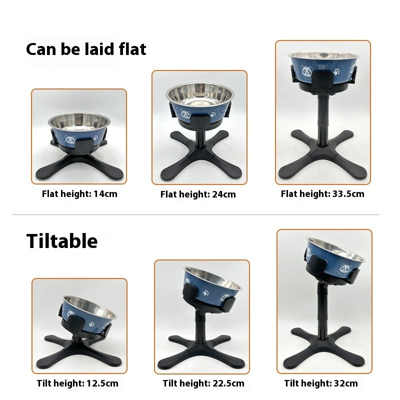 Adjustable Height Anti Tumble Pet Bowl Stand With Bracket