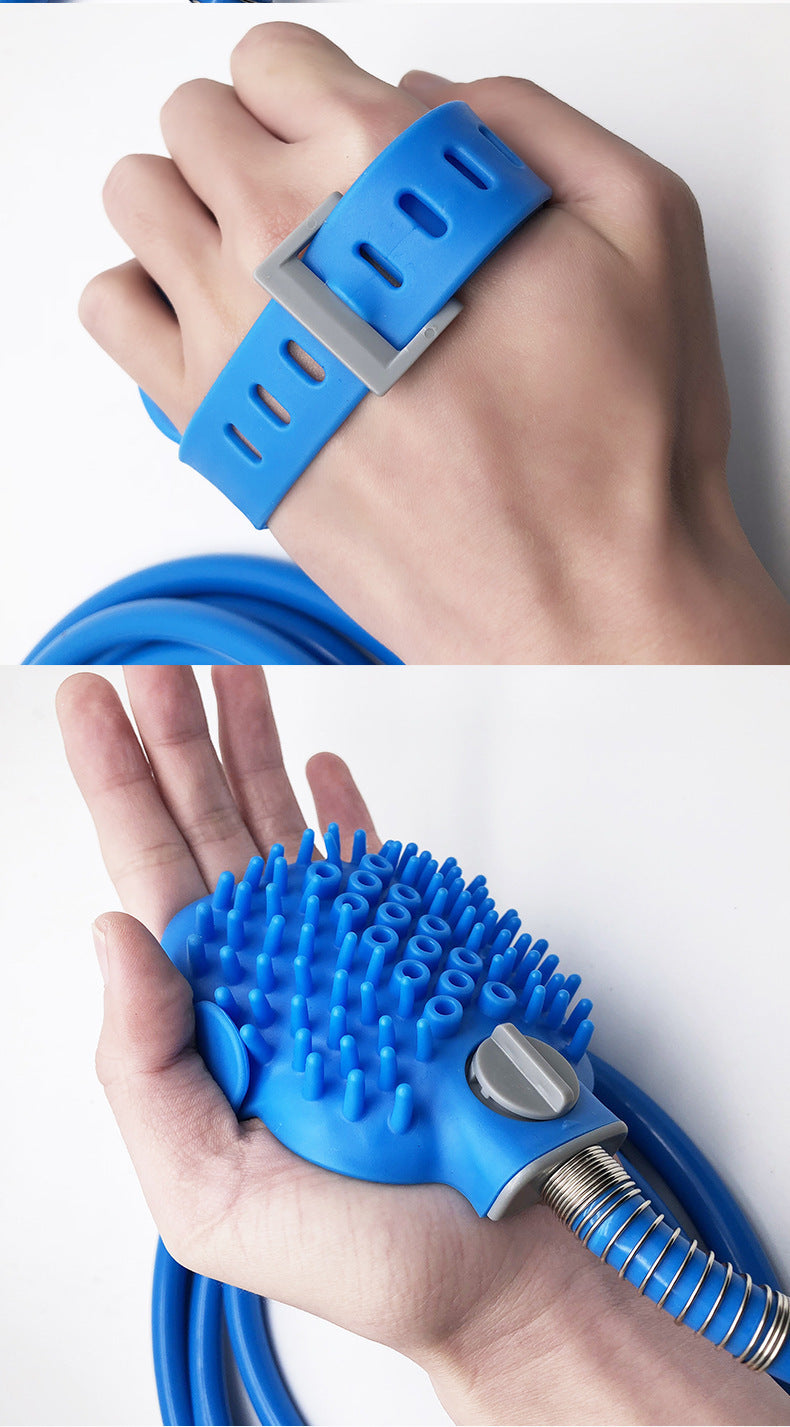 Pet Bathing Glove With Silicone Nozzle Handheld Shower Brush