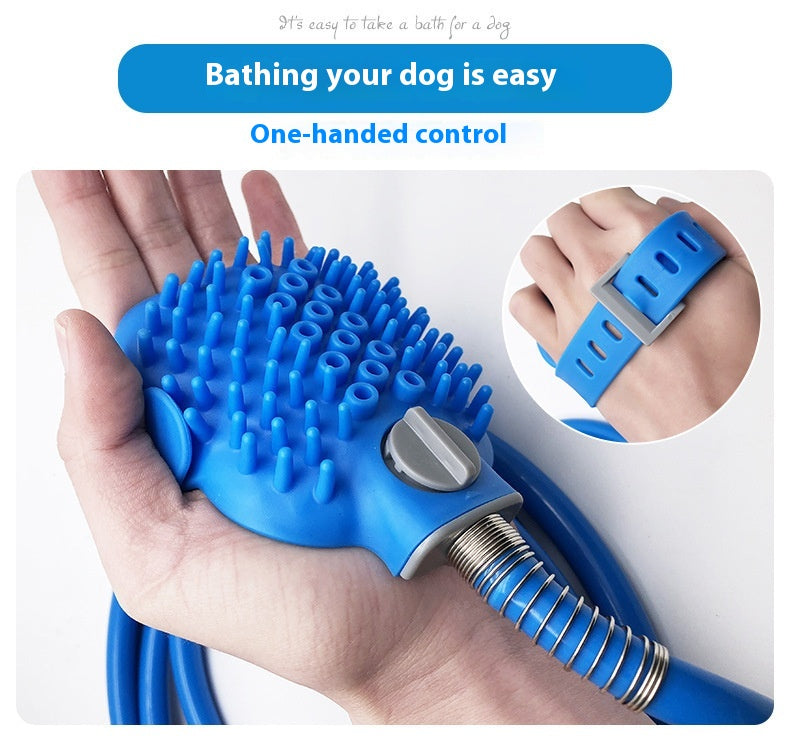Pet Bathing Glove With Silicone Nozzle Handheld Shower Brush