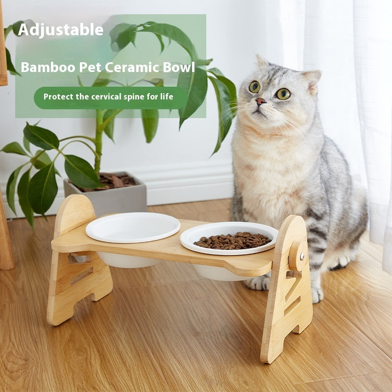 Inclined Pet Drinking Bowl With Neck Support Design