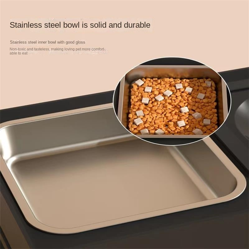 Adjustable Height Double Bowl Stainless Stand Elevated Pet Feeding Set