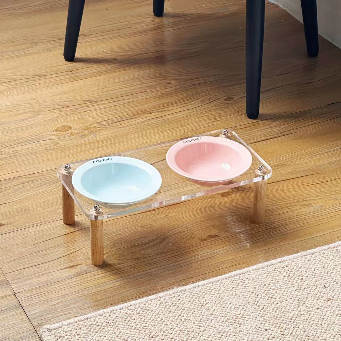 Anti Tumble Elevated Ceramic Double Pet Feeding Bowl Stand