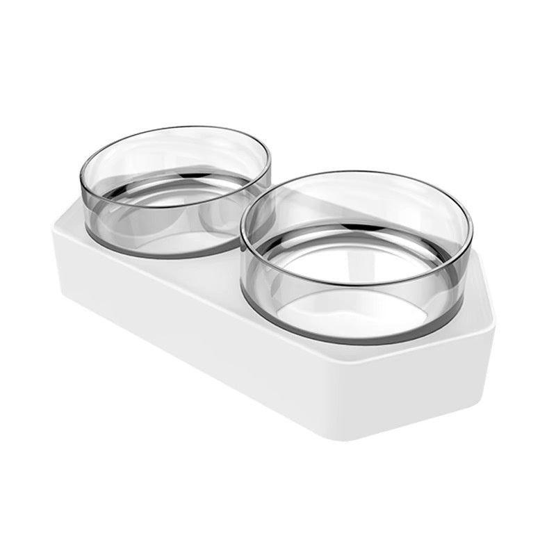 Ceramic Double Bowl Elevated Pet Feeding And Water Holder