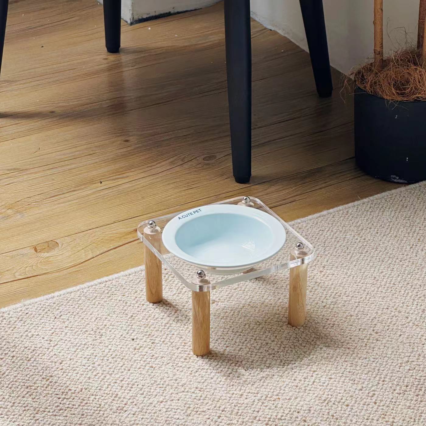 Anti Tumble Elevated Ceramic Double Pet Feeding Bowl Stand