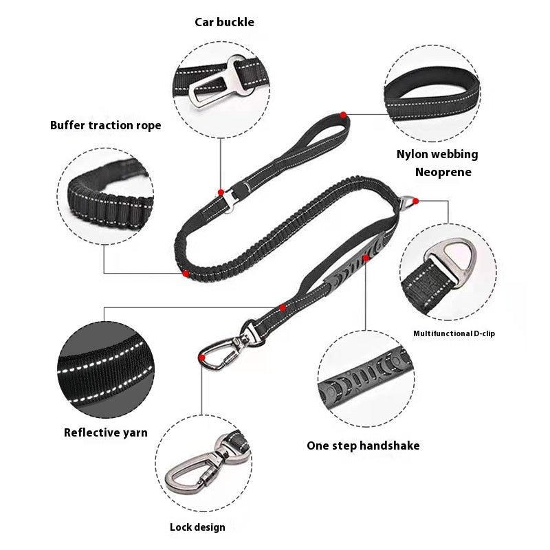 Retractable Reflective Pet Handheld Traction Rope With Buffer