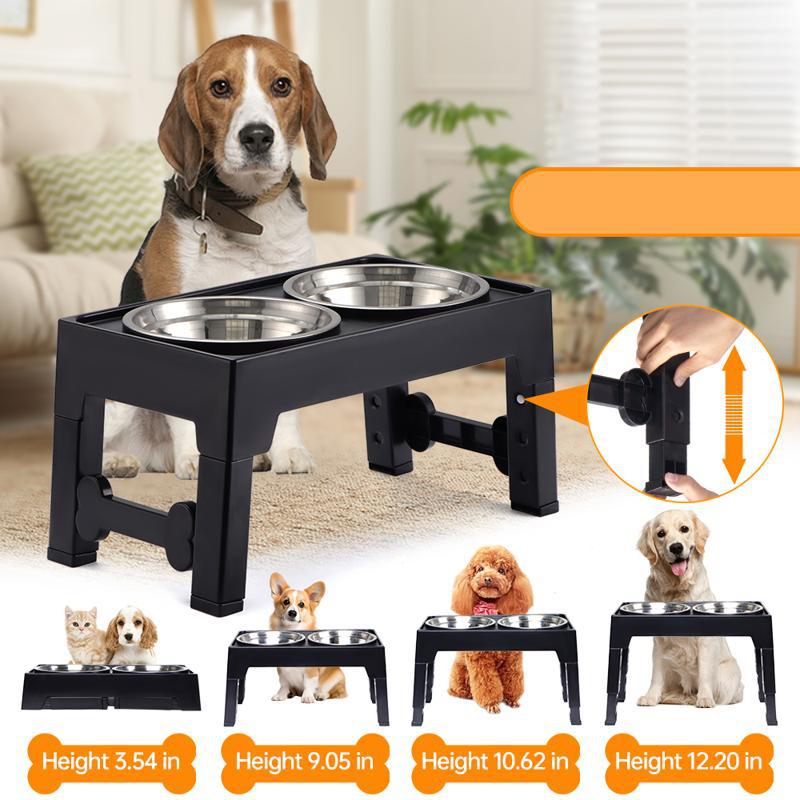 Elevated Anti Tumble Pet Feeding Bowl With Neck Protection Stand