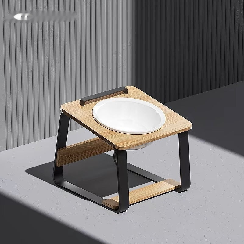 Ceramic Double Bowl Elevated Pet Feeding And Water Holder