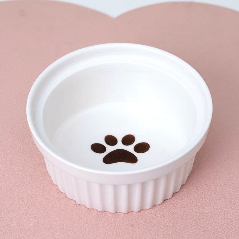 Ceramic Double Bowl Elevated Pet Feeding Set With Tilt Design