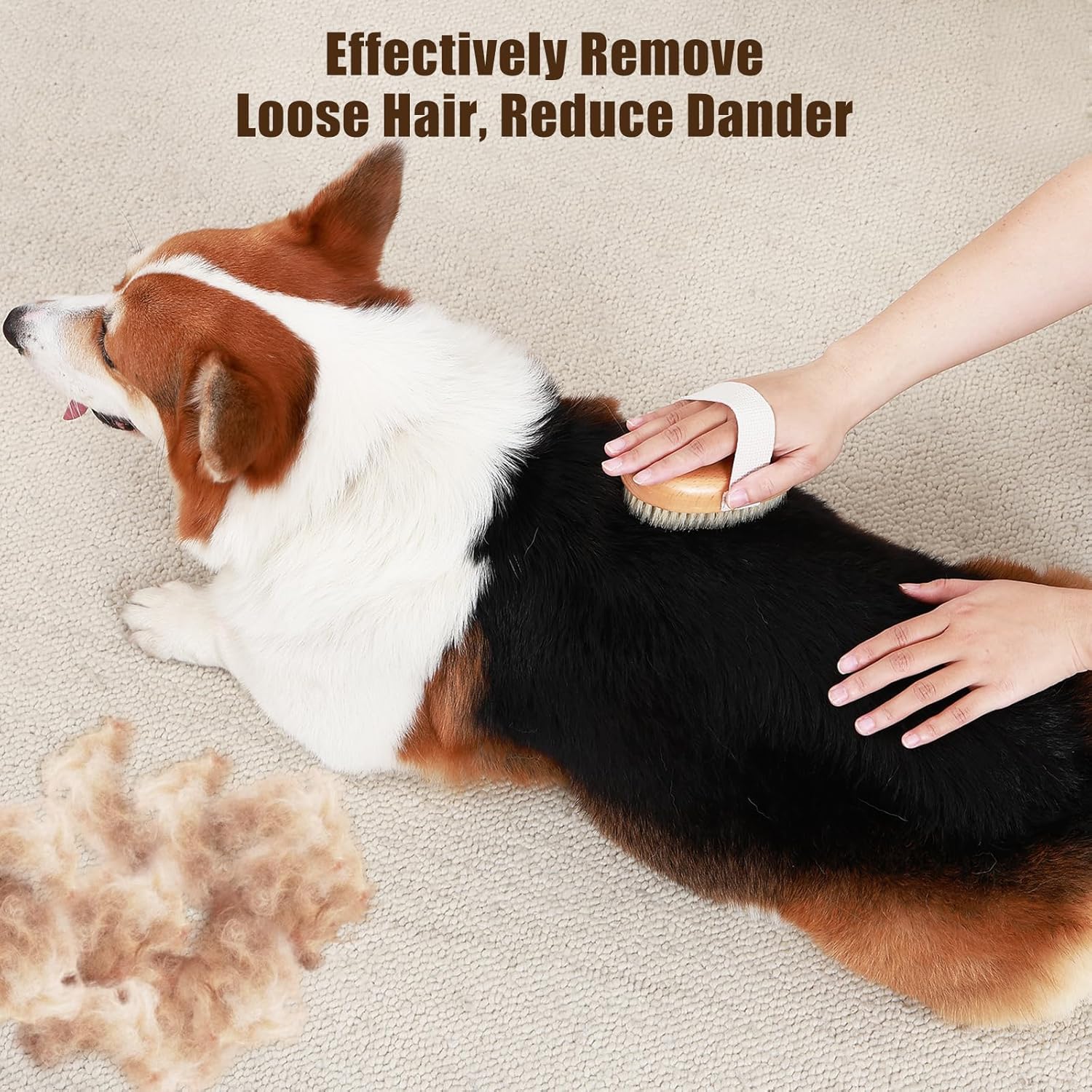 Soft Boar Bristle Pet Grooming Brush