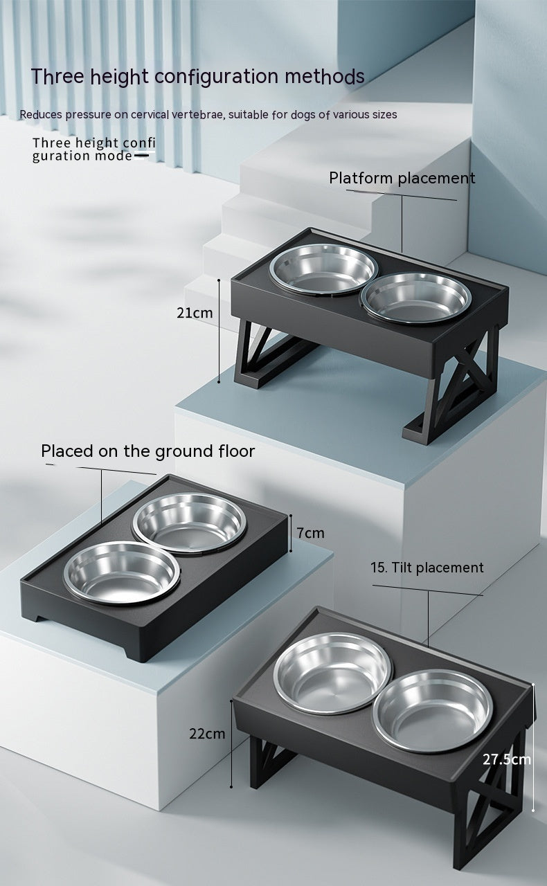 Adjustable Elevated Stainless Steel Anti Choke Slow Feeding Pet Bowl