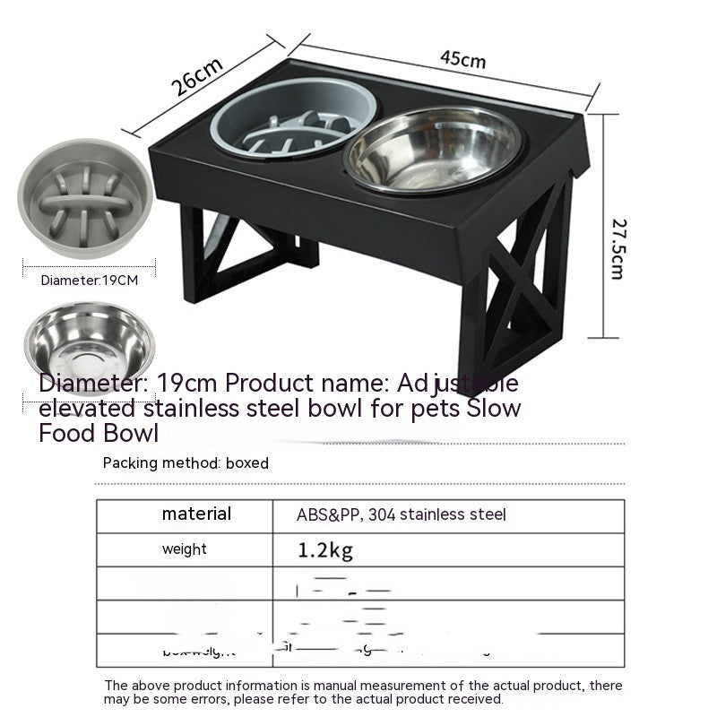 Adjustable Elevated Stainless Steel Anti Choke Slow Feeding Pet Bowl