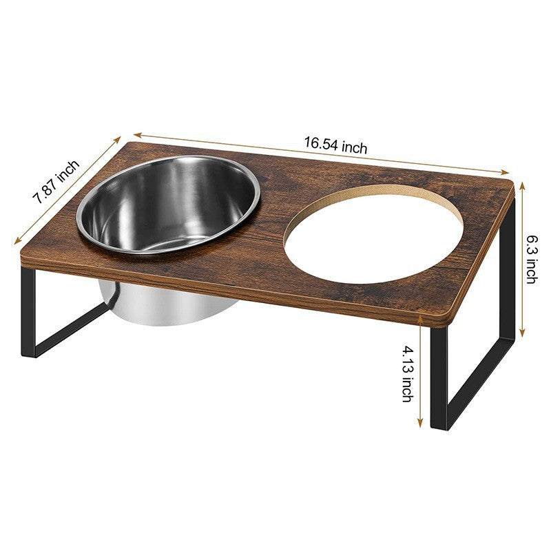 Wood And Iron Pet Feeding Stand With Bowl Rack