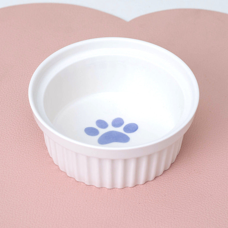Ceramic Double Bowl Elevated Pet Feeding Set With Tilt Design