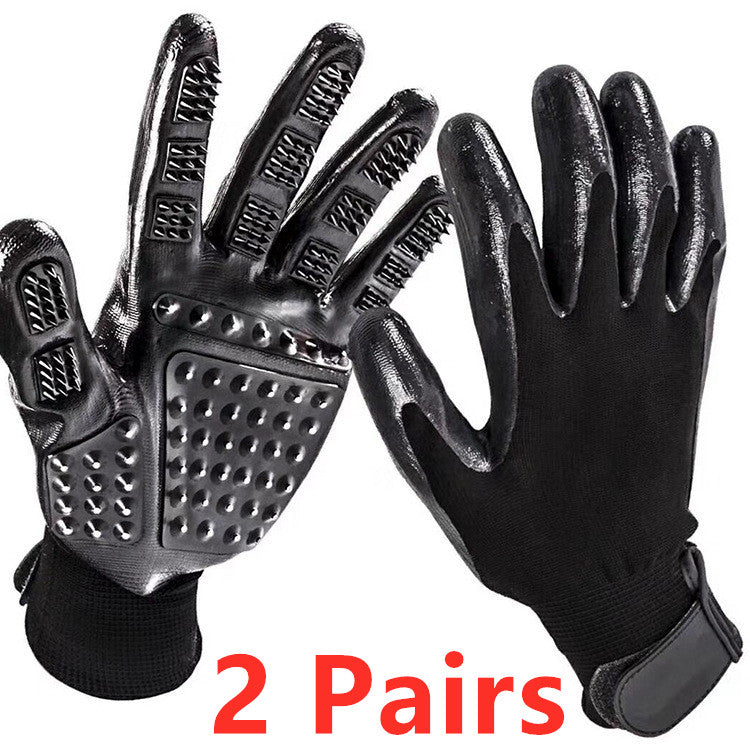 Pet Hair Grooming Glove Soft Rubber Shedding Bath Massage Brush For Hair Removal