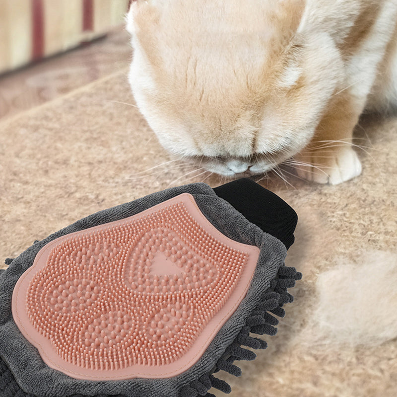 2-In-1 Pet Bathing Brush And Grooming Glove With Massage Design